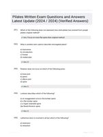 Pilates Written Exam Questions and Answers Latest Update (2024 / 2024) (Verified Answers)