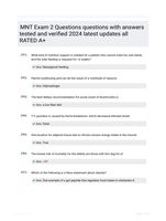 MNT Exam 2 Questions  questions with answers tested and verified 2024 latest updates all RATED A+