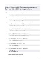 Exam 1 Study Guide Questions and Answers Part one 2024/2025  already graded A+