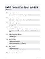 MNT RD EXAM QUESTIONS Study Guide 2024 Updates