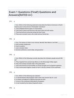 Exam 1 Questions (Final!) Questions and Answers(RATED A+)