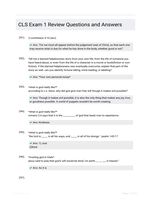 CLS Exam 1 Review Questions and Answers