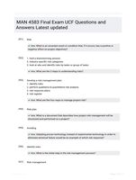 MAN 4583 Final Exam UCF Questions and Answers Latest updated