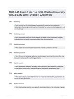 MKT-445 Exam 1 ch. 1-6 GCU -Walden  University 2024 EXAM WITH VERIIED  ANSWERS