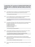 Leadership ATI questions EXAM QUESTIONS (29 TERMS) WITH VERIFIED DEFINITIONS UPDATED 2024