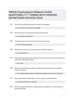 NR546 Psychopharm Midterm EXAM QUESTIONS (117 TERMS) WITH VERIFIED DEFINITIONS UPDATED 2024