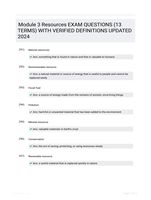 Module 3 Resources EXAM QUESTIONS (13 TERMS) WITH VERIFIED DEFINITIONS UPDATED 2024