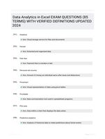 Data Analytics in Excel EXAM QUESTIONS (85 TERMS) WITH VERIFIED DEFINITIONS UPDATED 2024