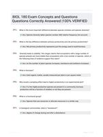 BIOL 180 Exam Concepts and Questions Questions Correctly  Answered |100% VERIFIED