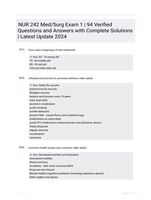 NUR 242 Med/Surg Exam 1 | 94 Verified Questions and Answers with Complete Solutions | Latest Update 2024