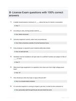 B- License Exam questions with 100% correct answers