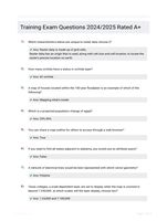 Training Exam Questions 2024/2025 Rated A+