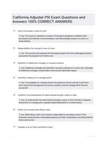 California Adjuster PSI Exam Questions and Answers 100% CORRECT ANSWERS