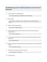 Bookkeeping Exam 2024 Questions and Correct Answers