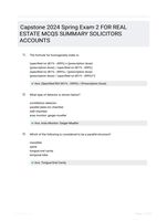 Capstone 2024 Spring Exam 2 FOR REAL ESTATE  MCQS SUMMARY SOLICITORS  ACCOUNTS