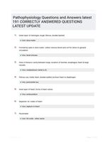 Pathophysiology Questions and Answers latest 191 CORRECTLY ANSWERED QUESTIONS LATEST UPDATE