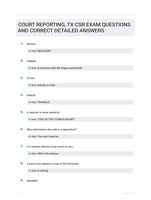 COURT REPORTING, TX CSR EXAM QUESTIONS AND CORRECT  DETAILED ANSWERS