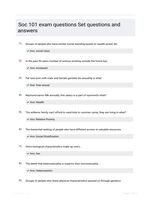 Soc 101 exam questions Set questions and answers