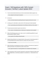Exam | 100 Questions with 100% Correct Answers | Verified | Latest Update 2024