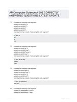 AP Computer Science A 203 CORRECTLY ANSWERED QUESTIONS LATEST UPDATE