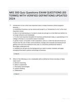 MIS 300 Quiz Questions EXAM QUESTIONS (83 TERMS) WITH VERIFIED DEFINITIONS UPDATED 2024