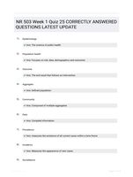 NR 503 Week 1 Quiz 25 CORRECTLY ANSWERED QUESTIONS LATEST UPDATE