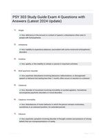 PSY 303 Study Guide Exam 4 Questions with Answers (Latest 2024 Update)