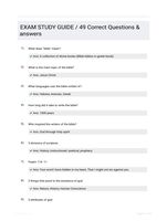 EXAM STUDY GUIDE / 49 Correct Questions & answers