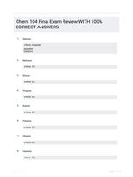Chem 104 Final Exam Review WITH 100% CORRECT ANSWERS