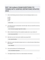 RCP 160 midterm EXAM QUESTIONS (70 TERMS) WITH VERIFIED DEFINITIONS UPDATED 2024