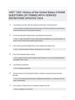 HIST 1302: History of the United States II EXAM QUESTIONS (39 TERMS) WITH VERIFIED DEFINITIONS UPDATED 2024