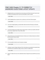 FINC 2400 Chapter 21 72 CORRECTLY ANSWERED QUESTIONS LATEST UPDATE