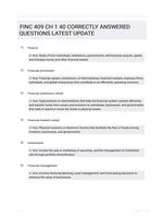 FINC 409 CH 1 40 CORRECTLY ANSWERED QUESTIONS LATEST UPDATE