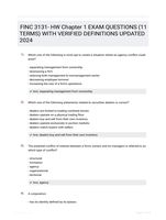 FINC 3131- HW Chapter 1 EXAM QUESTIONS (11 TERMS) WITH VERIFIED DEFINITIONS UPDATED 2024