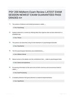 PSY 200 Midterm Exam Review LATEST  EXAM SESSION NEWEST EXAM GUARANTEED PASS GRADED A+
