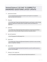 Animal Science 2.02 SAE 10 CORRECTLY ANSWERED QUESTIONS LATEST UPDATE