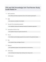 FFA and SAE Knowledge Unit Test Review Study Guide Rated A+