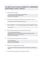 SC DMV Permit Test 84 CORRECTLY ANSWERED QUESTIONS LATEST UPDATE