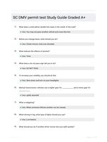 SC DMV permit test Study Guide Graded A+