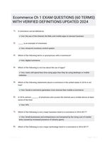 Ecommerce Ch 1 EXAM QUESTIONS (60 TERMS) WITH VERIFIED DEFINITIONS UPDATED 2024