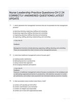 Nurse Leadership Practice Questions-CH 2 24 CORRECTLY ANSWERED QUESTIONS LATEST UPDATE