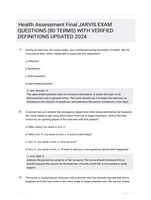 Health Assessment Final JARVIS EXAM QUESTIONS (80 TERMS) WITH VERIFIED DEFINITIONS UPDATED 2024