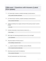 CRM exam 1 Questions with Answers (Latest 2024 Update)