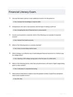 Financial Literacy Exam.