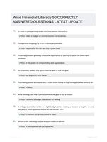 Wise Financial Literacy 50 CORRECTLY ANSWERED QUESTIONS LATEST UPDATE