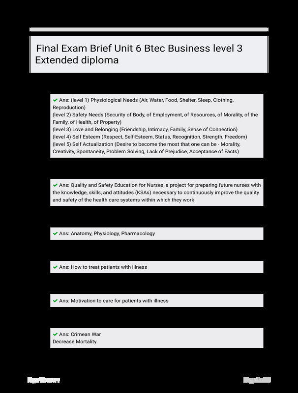 Final Exam Brief Unit 6 Btec Business Level 3 Extended Diploma