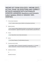 NRCME DOT EXAM 2024-2025 / NRCME (DOT) ACTUAL EXAM 100 QUESTIONS AND CORRECT DETAILED ANSWERS WITH RATIONALES (VERIFIED ANSWERS) Questions and Answers Latest Updates 2024( A+ GRADED 100% VERIFIED).