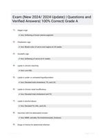 Exam (New 2024/ 2024 Update) | Questions  and Verified Answers| 100% Correct| Grade A