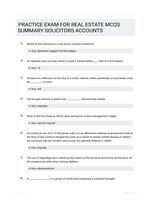 PRACTICE EXAM FOR REAL ESTATE  MCQS SUMMARY SOLICITORS  ACCOUNTS