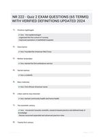 NR 222 - Quiz 2 EXAM QUESTIONS (65 TERMS) WITH VERIFIED DEFINITIONS UPDATED 2024